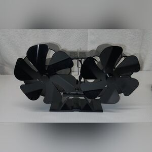 Black Dual-Blade Heat Powered Stove Fan